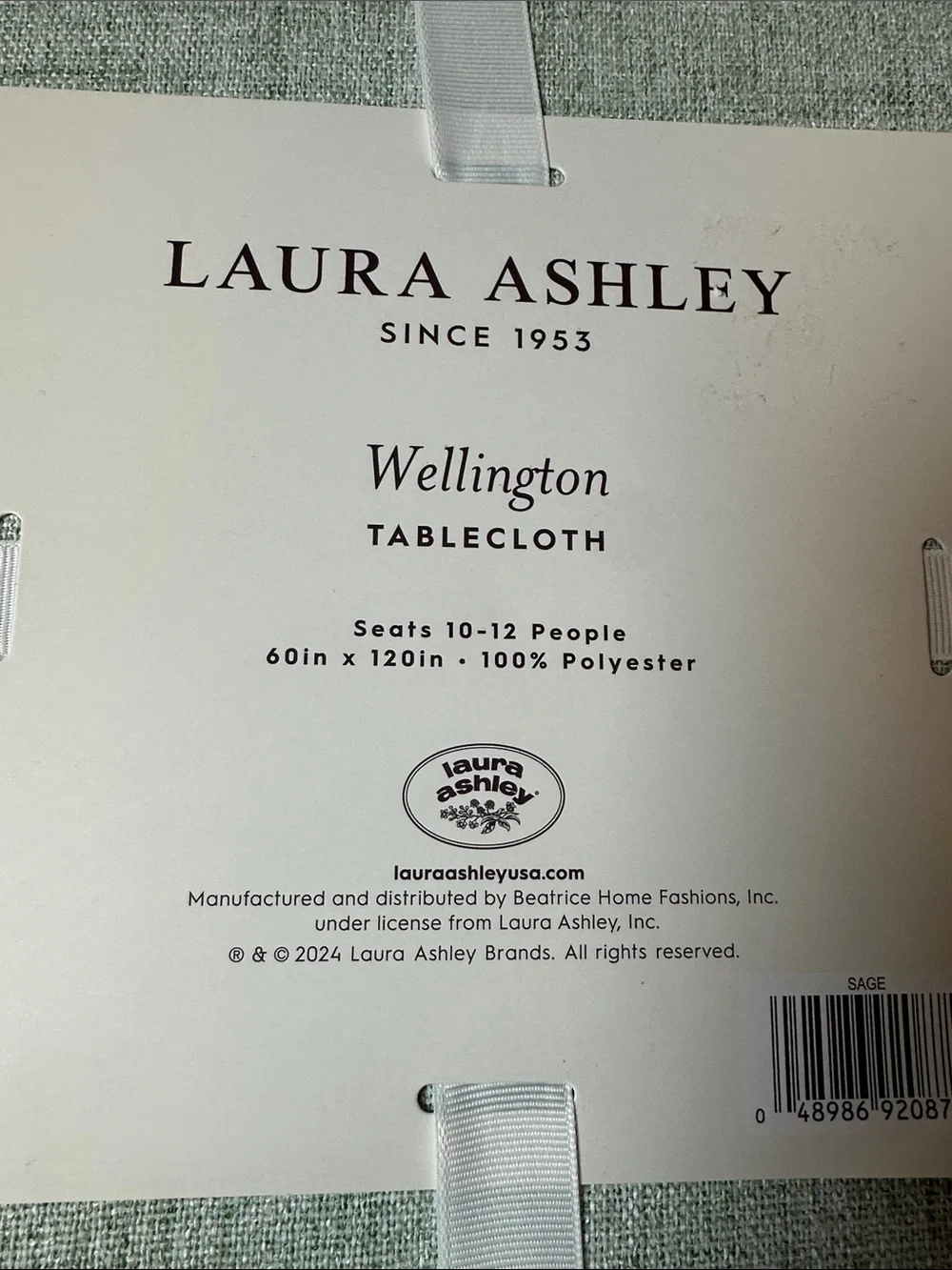 Laura Ashley Sage Green Wellington Tablecloth